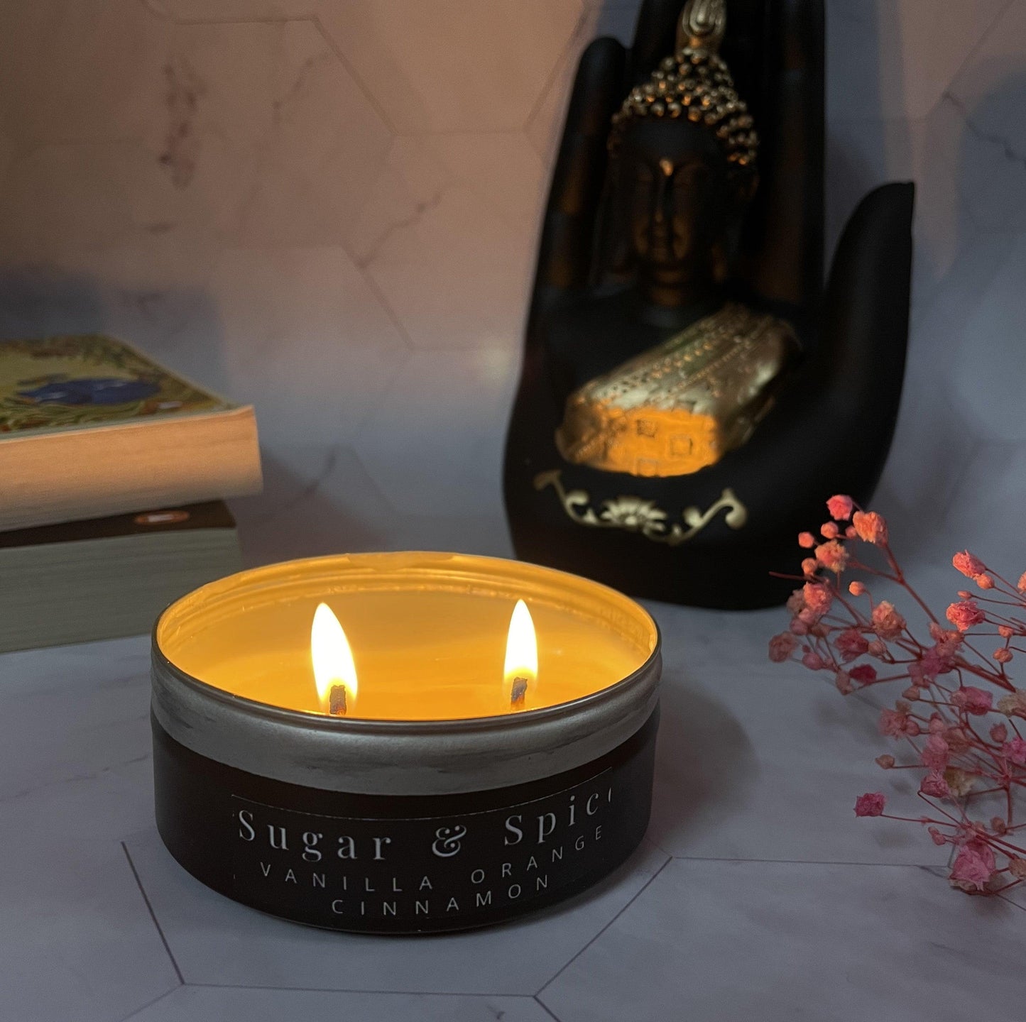 vanilla orange cinnamon scented candle tin AGEE Candles