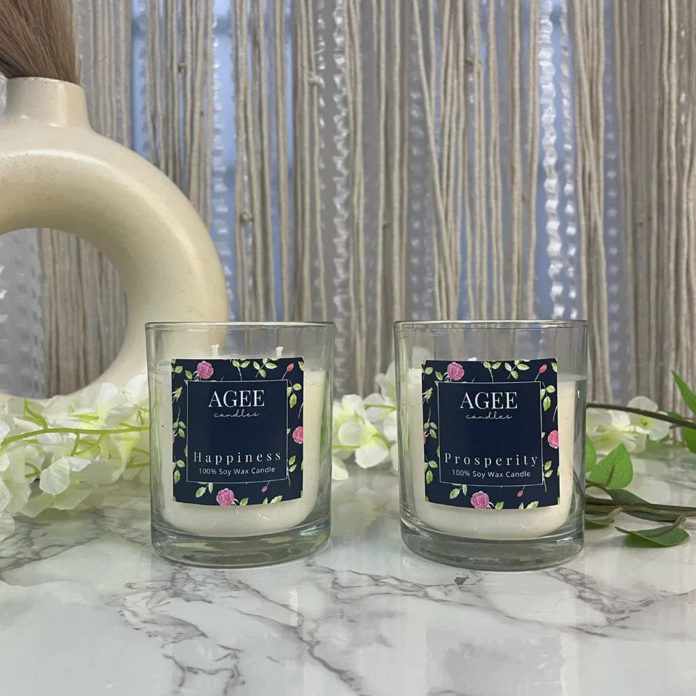 Blue Floral Gift Set - Scented Candles (Set of 2)- Happiness and Prosperity