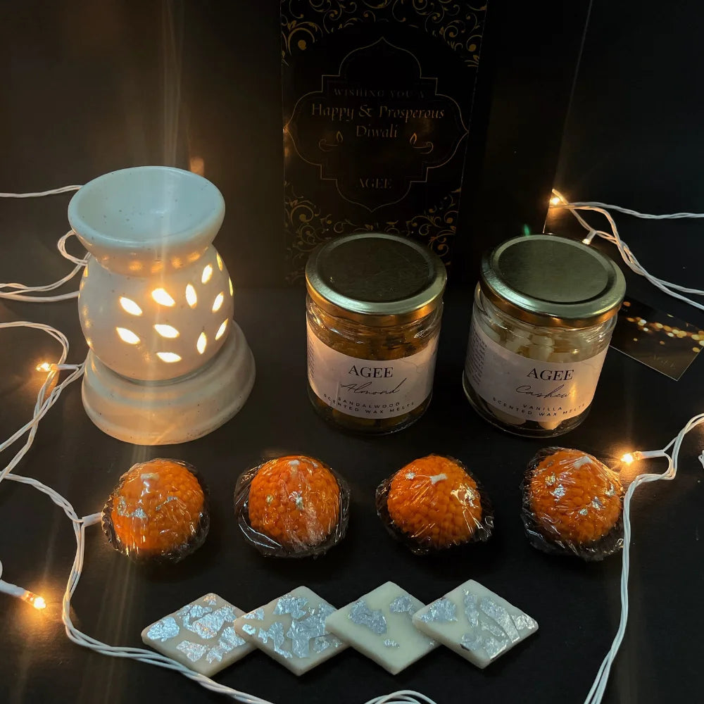 Diwali Aromatherapy Hamper - Indian Sweets and Dry Fruit Candle & Wax Melts Diwali Hamper