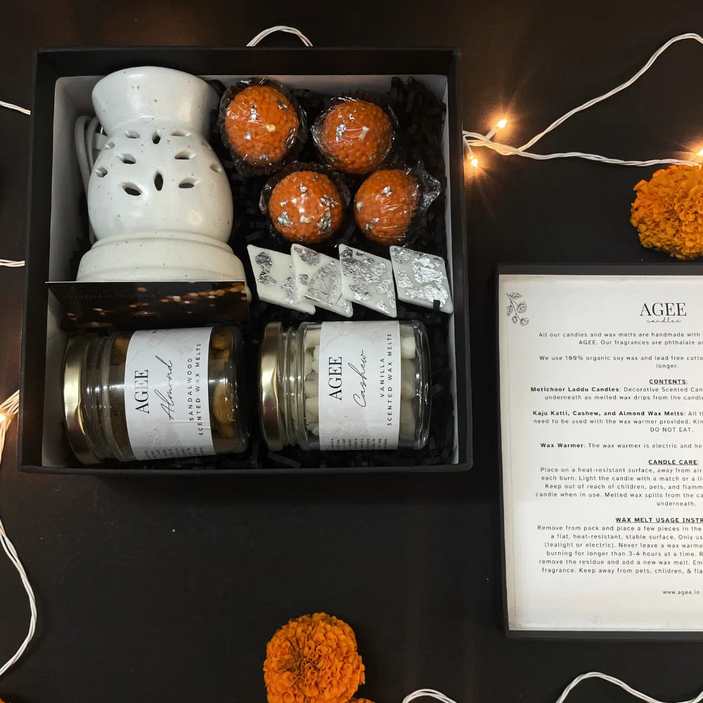 Diwali Aromatherapy Hamper - Indian Sweets and Dry Fruit Candle & Wax Melts Diwali Hamper