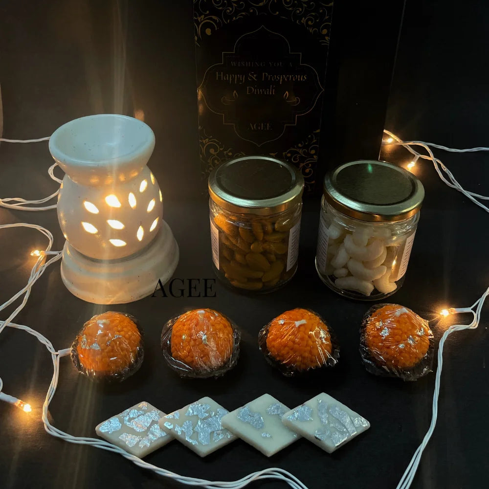 Diwali Aromatherapy Hamper - Indian Sweets and Dry Fruit Candle & Wax Melts Diwali Hamper