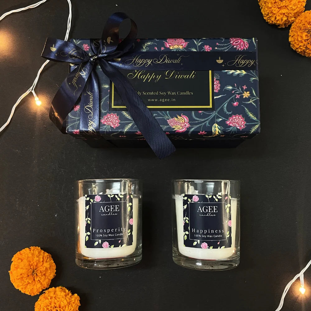 Diwali Elegance Gift Hamper - Scented Candles (Set of 2)- Happiness and Prosperity