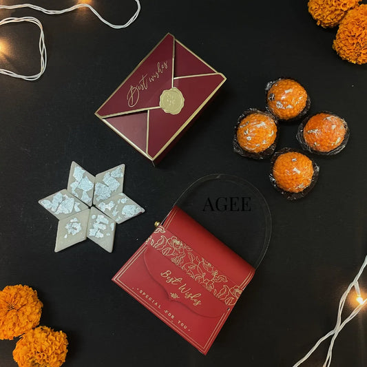 Diwali Delights Combo: Kaju Katli Vanilla Scented Wax Melts &  Scented Orange Laddu Candles