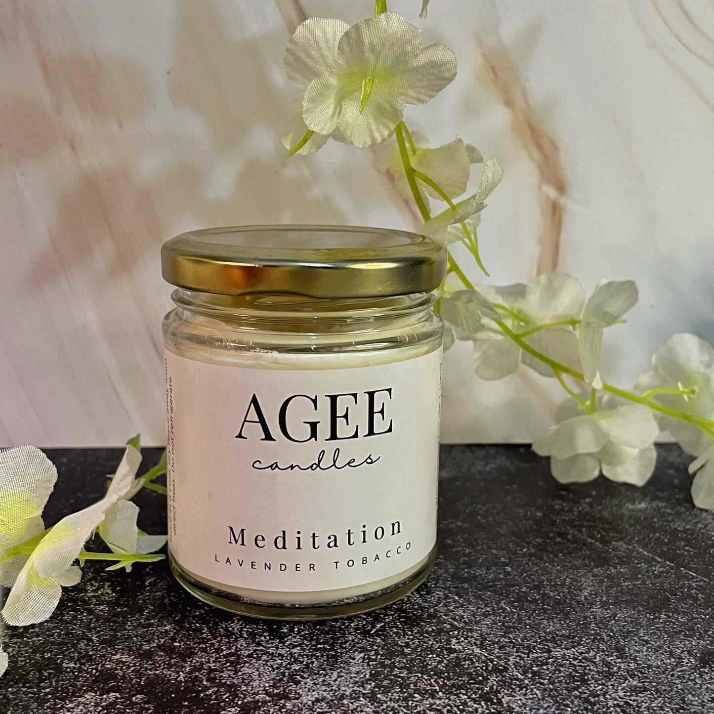 Meditation - Lavender Tobacco Scented Candle - Clear Jar - AGEE Candles