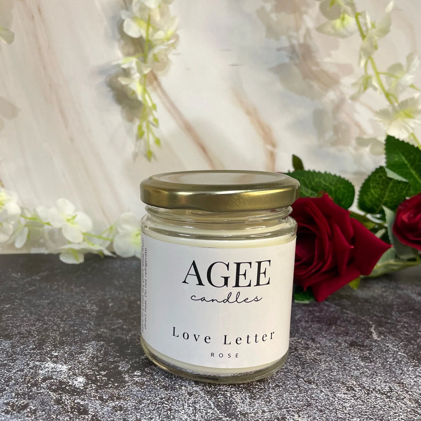 Love Letter - Rose Scented Candle - Clear Jar - AGEE Candles