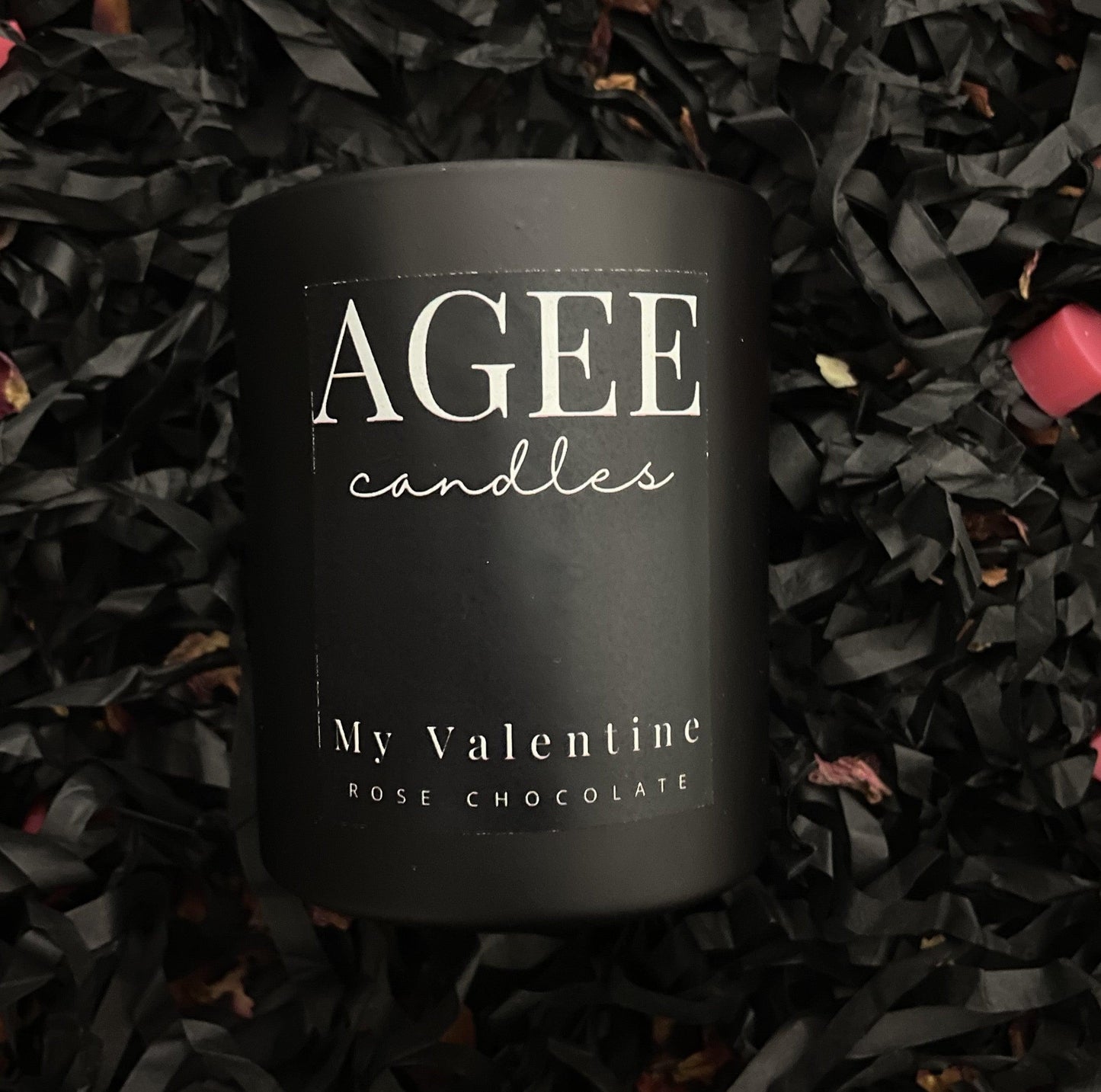 rose chocolate scented candle jar